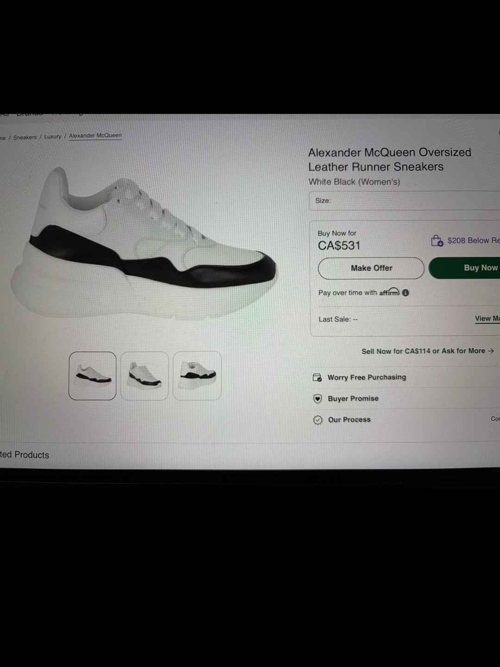 Alexander McQueen White and Black Oversized Leather Runner Sneakers
